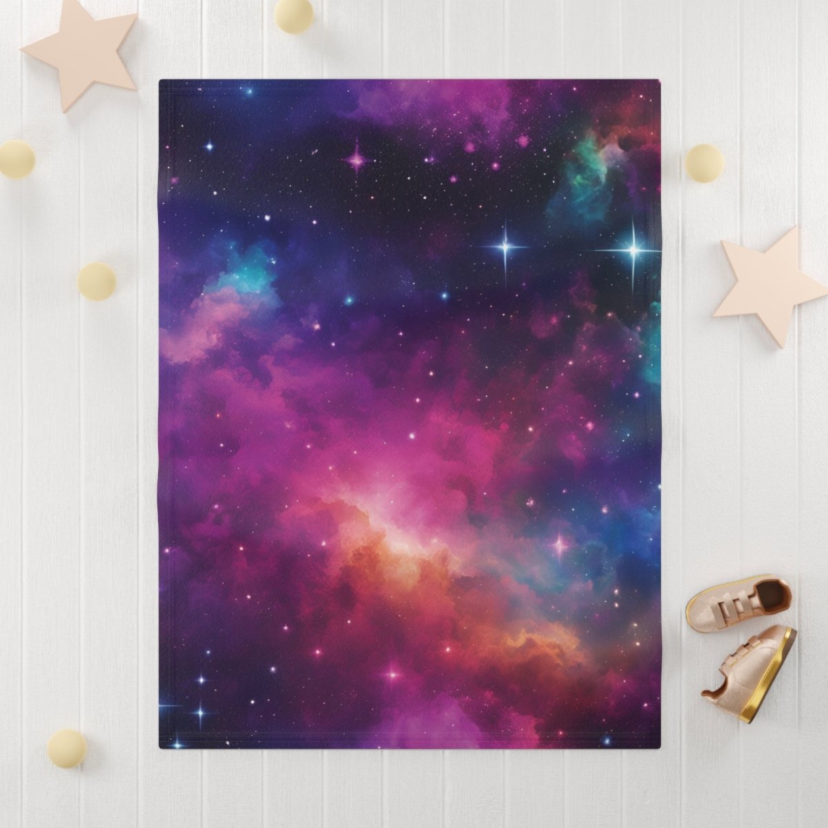 Galaxy Soft Fleece Baby Blanket - MindLight Apparel - Galaxy Soft Fleece Baby Blanket - 30" × 40" - White -