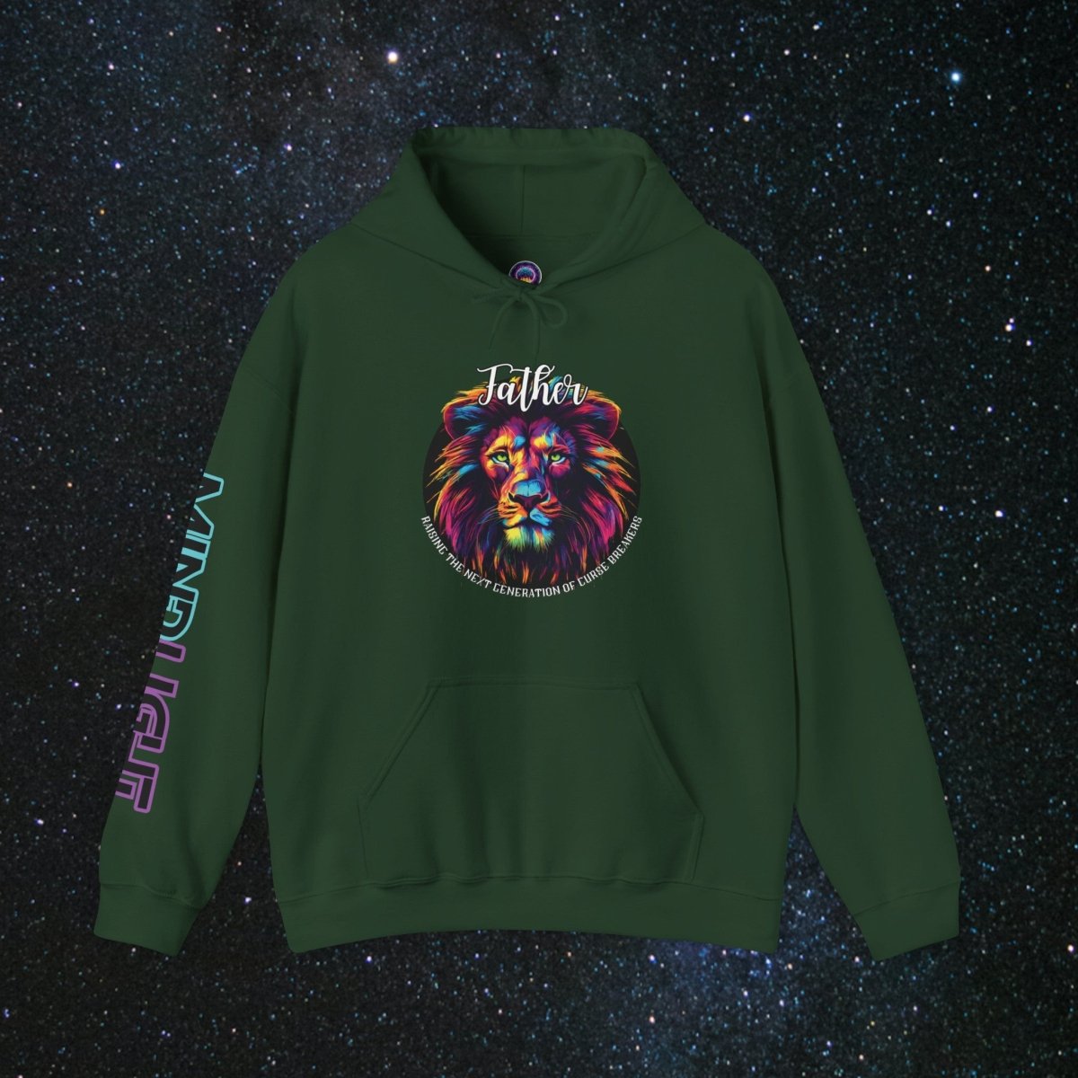 'Generational Rise' Men's Pullover Hoodie - MindLight Apparel - 'Generational Rise' Men's Pullover Hoodie - Forest Green - S -