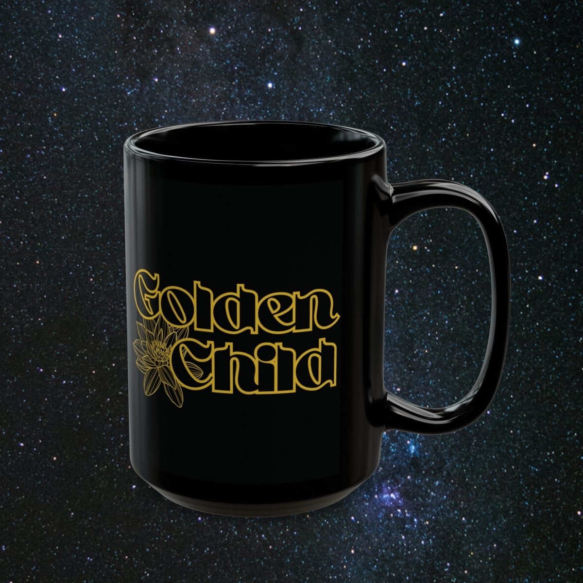 Golden Child Black Mug - MindLight Apparel - Golden Child Black Mug - 15oz -