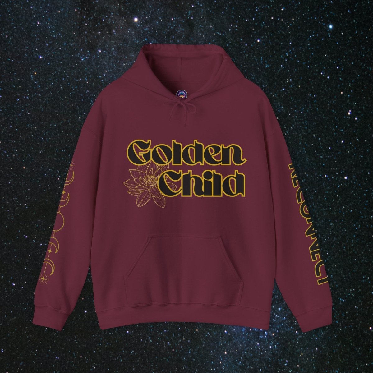 'Golden Child' Flower Unisex Hoodie - MindLight Apparel - 'Golden Child' Flower Unisex Hoodie - Maroon - S -