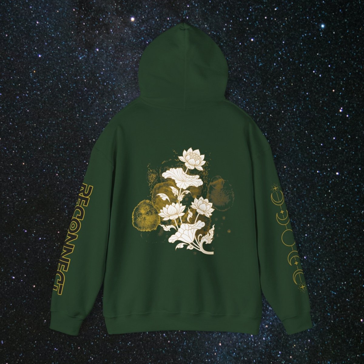 'Golden Child' Flower Unisex Hoodie - MindLight Apparel - 'Golden Child' Flower Unisex Hoodie - Forest Green - S -