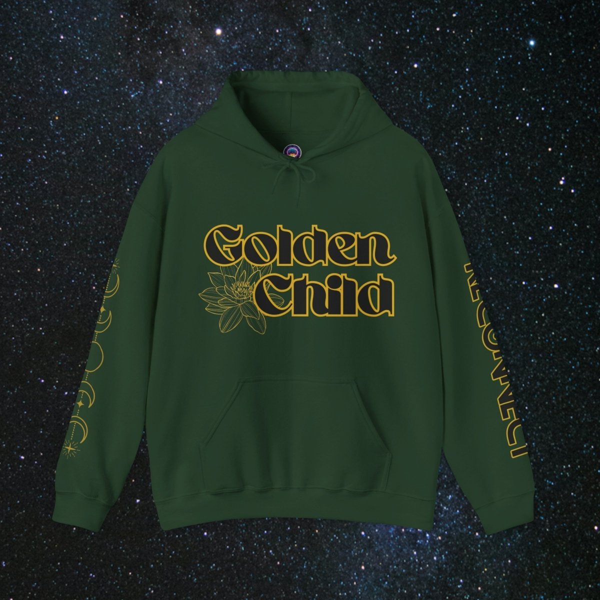 'Golden Child' Flower Unisex Hoodie - MindLight Apparel - 'Golden Child' Flower Unisex Hoodie - Forest Green - S -