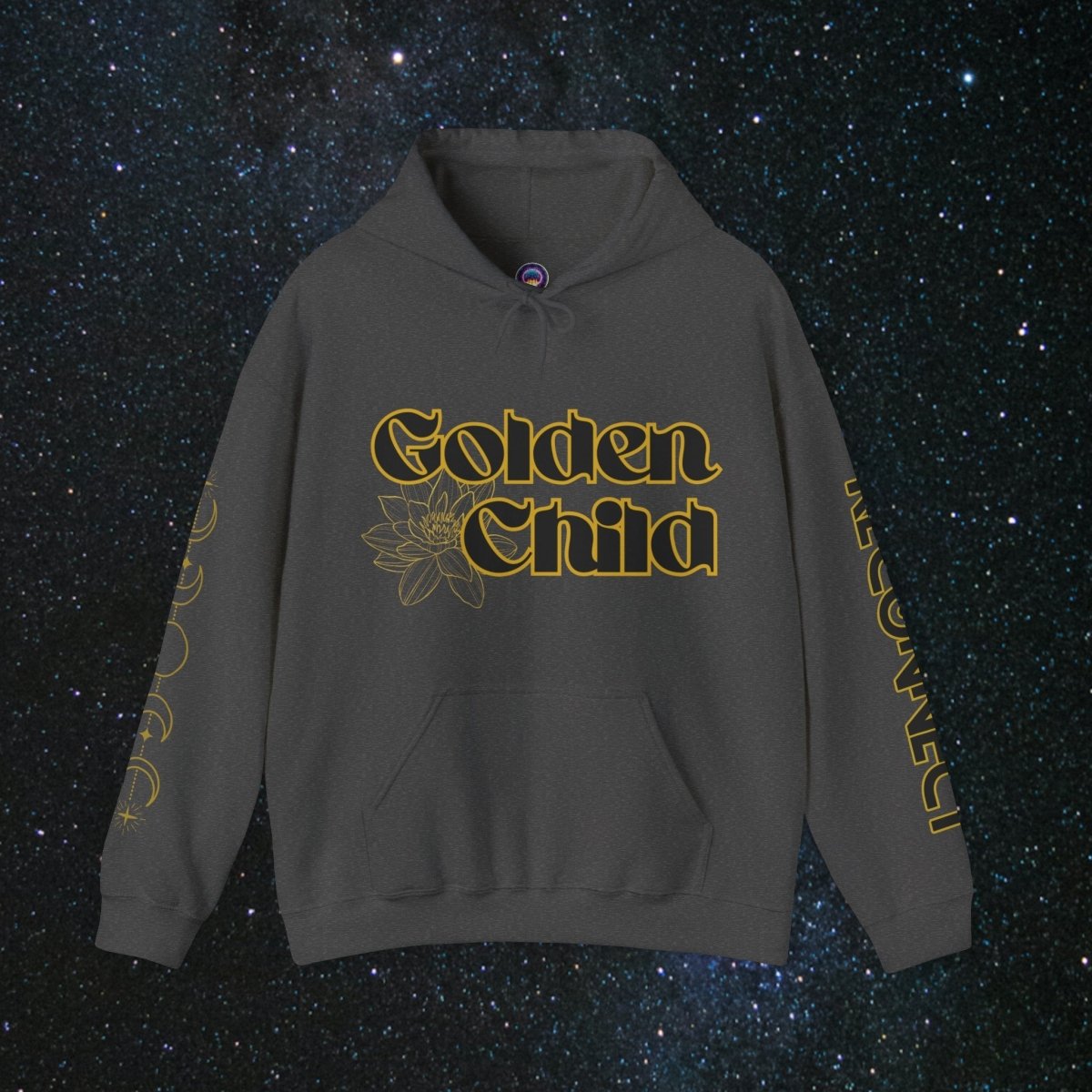 'Golden Child' Flower Unisex Hoodie - MindLight Apparel - 'Golden Child' Flower Unisex Hoodie - Dark Heather - S -
