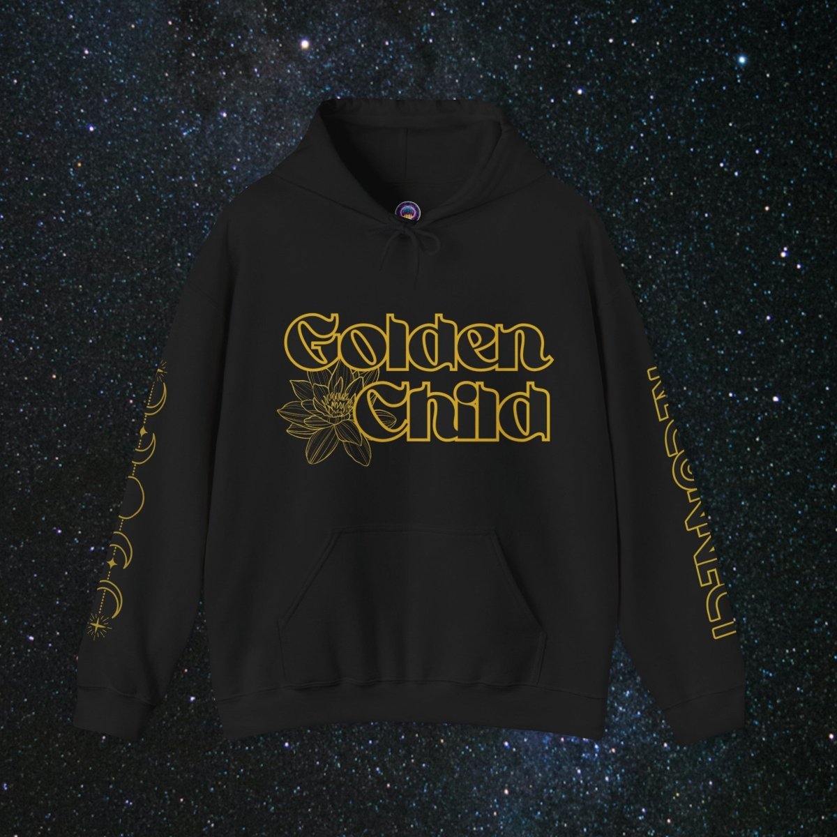 'Golden Child' Flower Unisex Hoodie - MindLight Apparel - 'Golden Child' Flower Unisex Hoodie - Black - S -