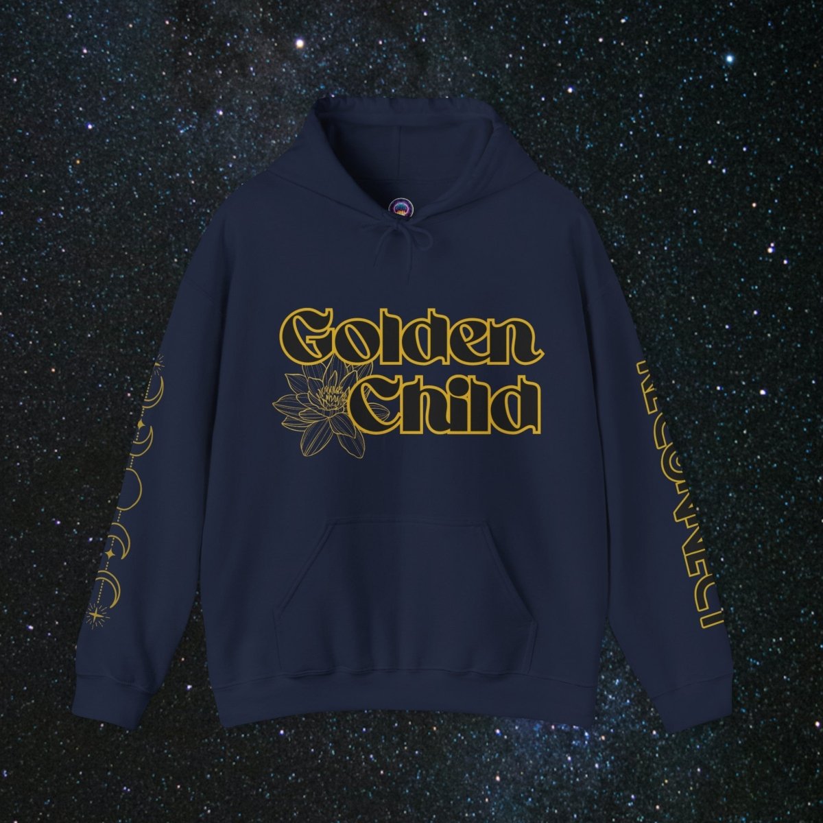 'Golden Child' Flower Unisex Hoodie - MindLight Apparel - 'Golden Child' Flower Unisex Hoodie - Navy - S -