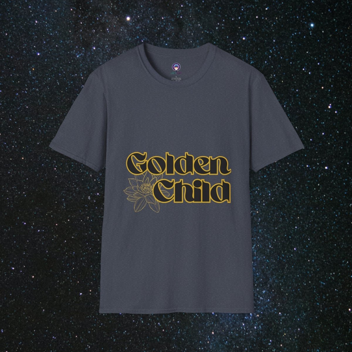 'Golden Child' Flower Unisex Softstyle T - Shirt - MindLight Apparel - 'Golden Child' Flower Unisex Softstyle T - Shirt - Heather Navy - XS -