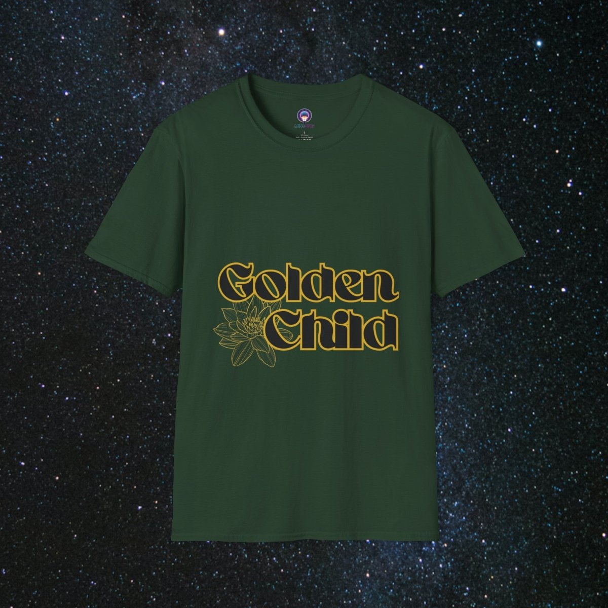 'Golden Child' Flower Unisex Softstyle T - Shirt - MindLight Apparel - 'Golden Child' Flower Unisex Softstyle T - Shirt - Forest Green - S -