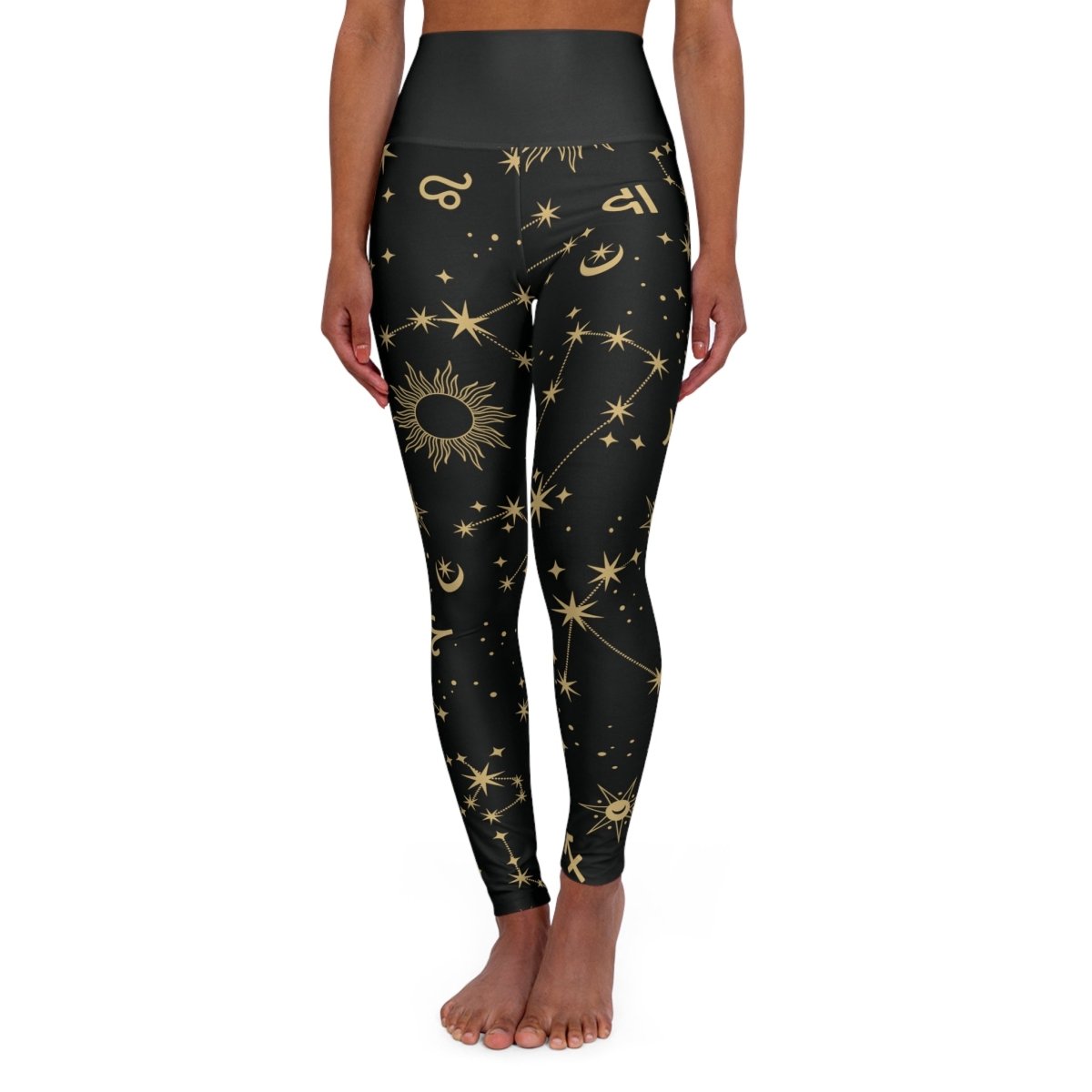 'Golden Zodiac' High Waisted Yoga Leggings - MindLight Apparel - 'Golden Zodiac' High Waisted Yoga Leggings - XS - -