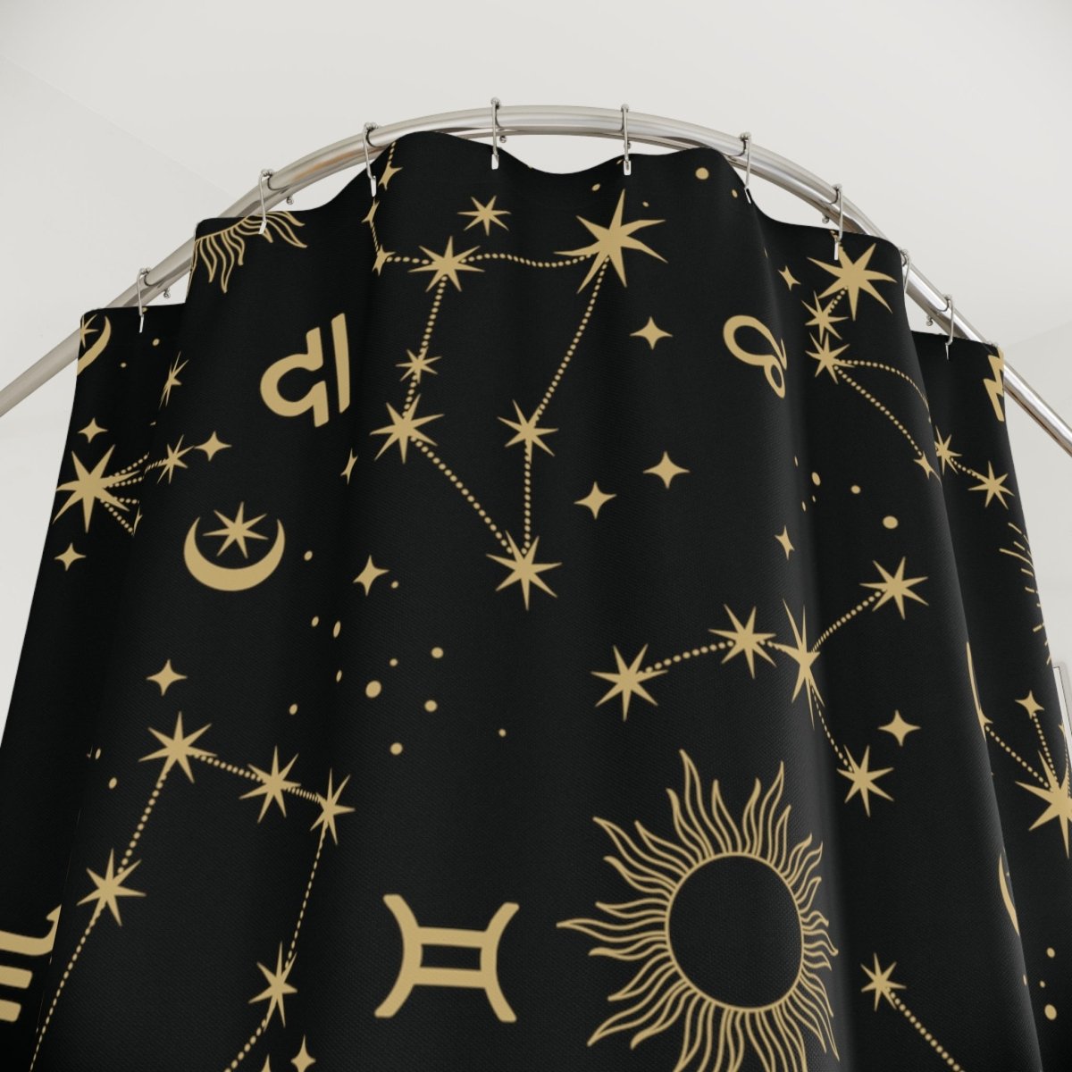 Golden Zodiac Polyester Shower Curtain - MindLight Apparel - Golden Zodiac Polyester Shower Curtain - 71" × 74" - -