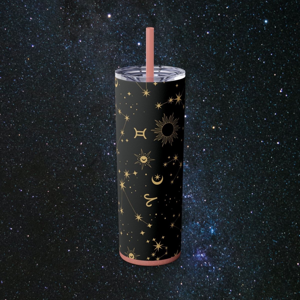Golden Zodiac Tumbler - MindLight Apparel - Golden Zodiac Tumbler - Glossy - Glitter Dusty Rose -