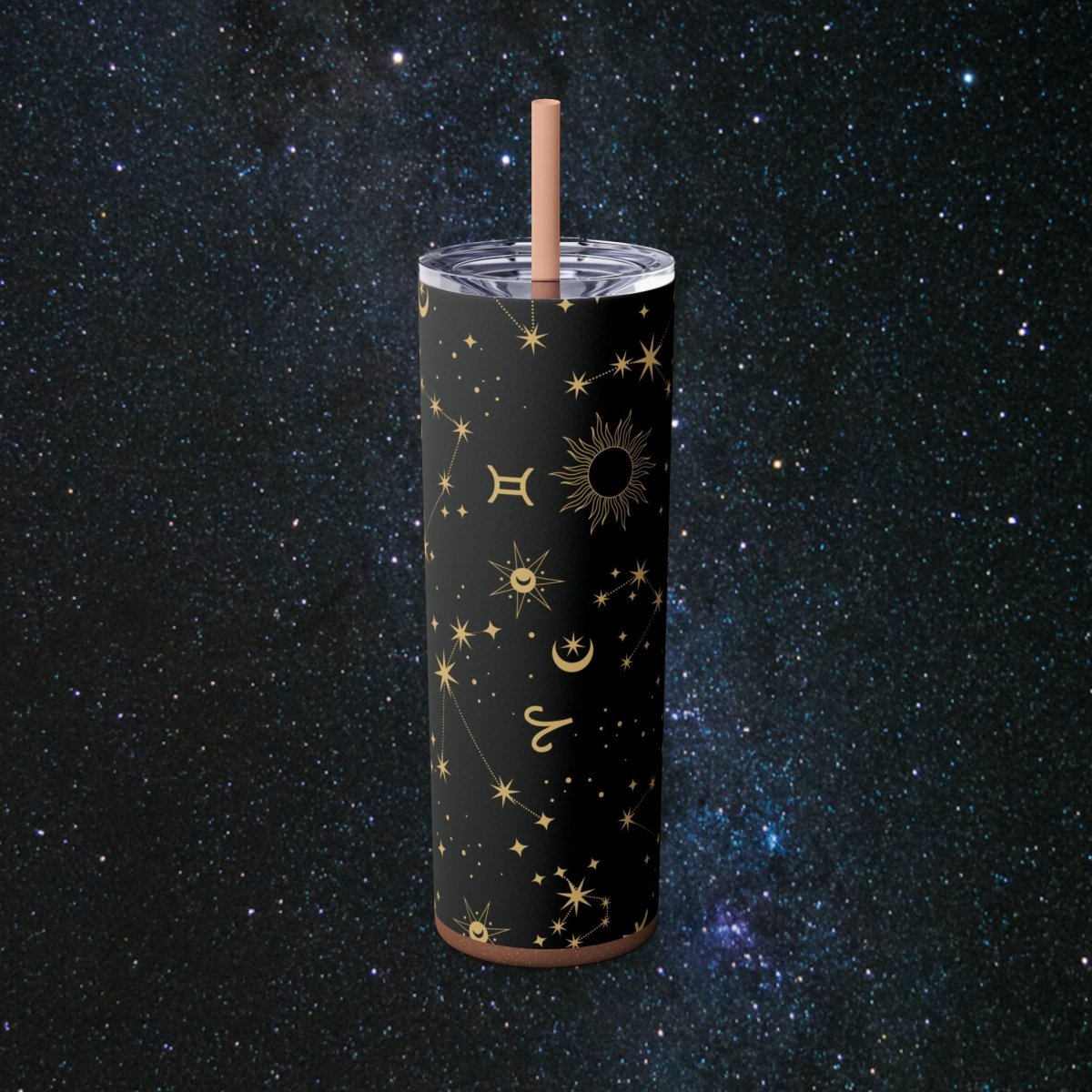 Golden Zodiac Tumbler - MindLight Apparel - Golden Zodiac Tumbler - Glossy - Glitter Rosegold -