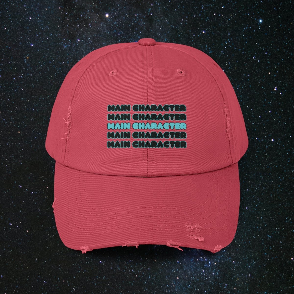 Main Character Unisex Distressed Cap - MindLight Apparel - Main Character Unisex Distressed Cap - Dashing Red - One size -