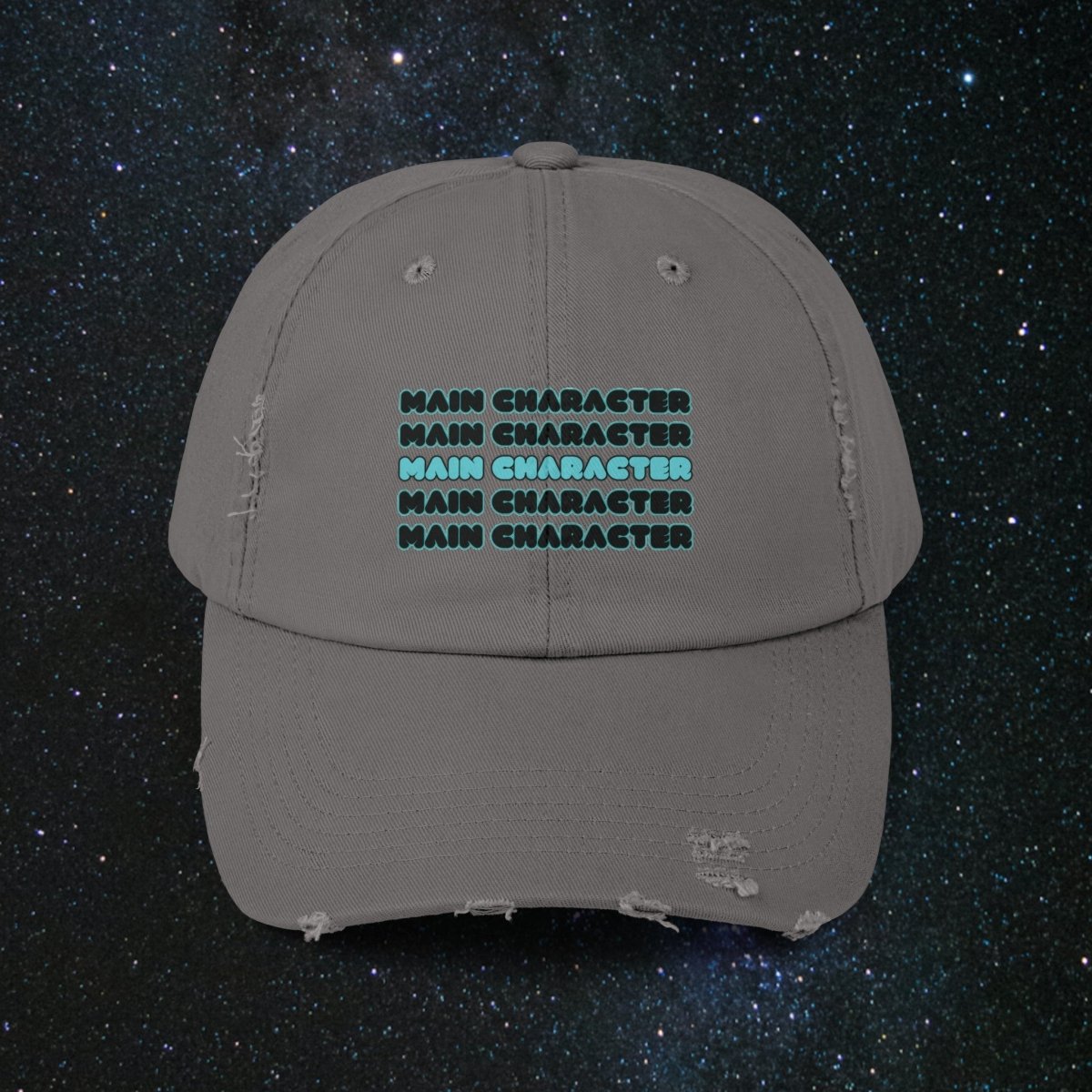 Main Character Unisex Distressed Cap - MindLight Apparel - Main Character Unisex Distressed Cap - Nickel - One size -