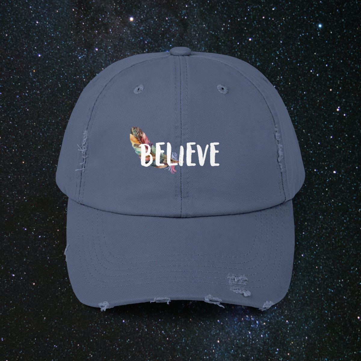 Manifestation Unisex Distressed Cap - MindLight Apparel - Manifestation Unisex Distressed Cap - Scotland Blue - One size -