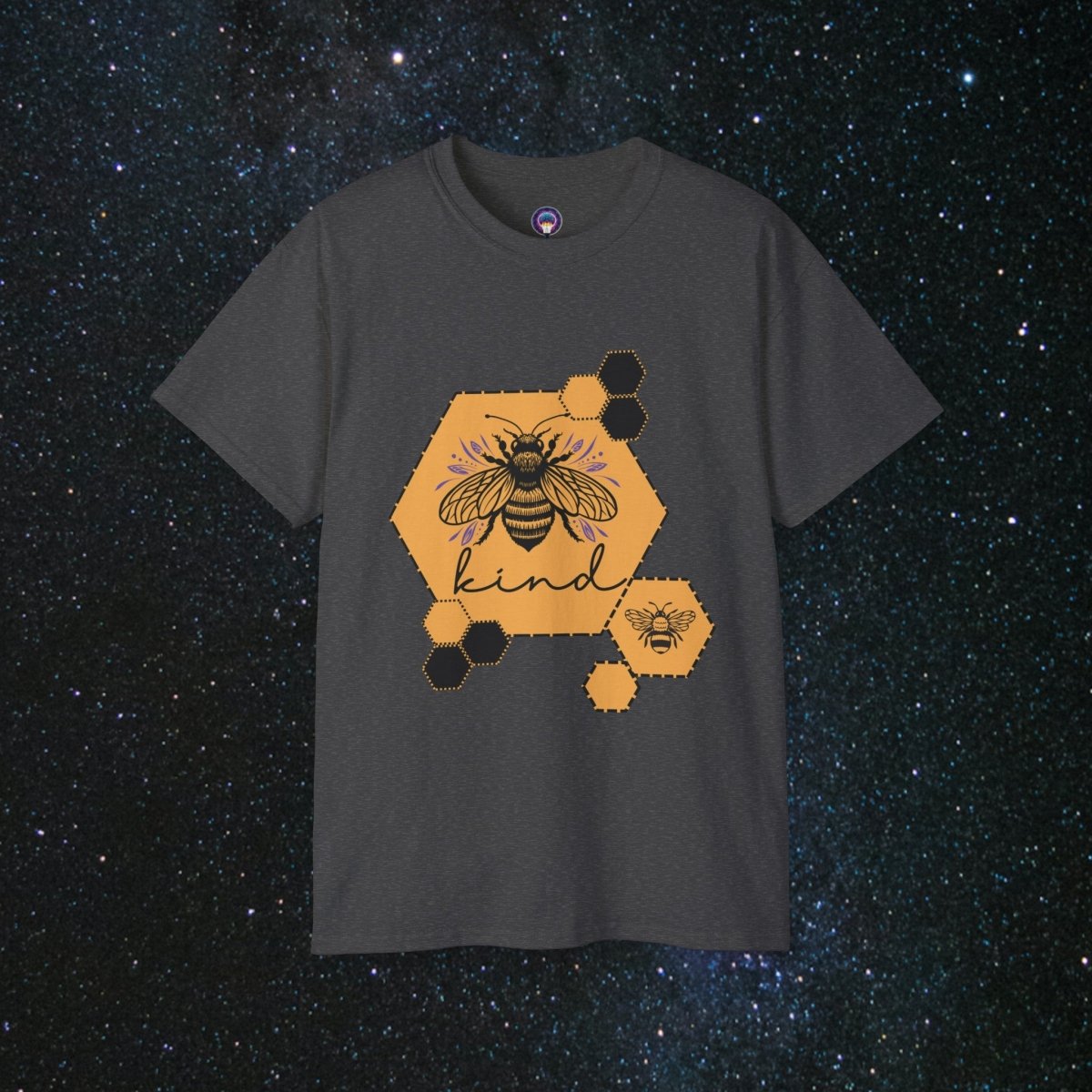 MindLight Bee Kind Unisex Ultra Cotton Tee - MindLight Apparel - MindLight Bee Kind Unisex Ultra Cotton Tee - Dark Heather - S -
