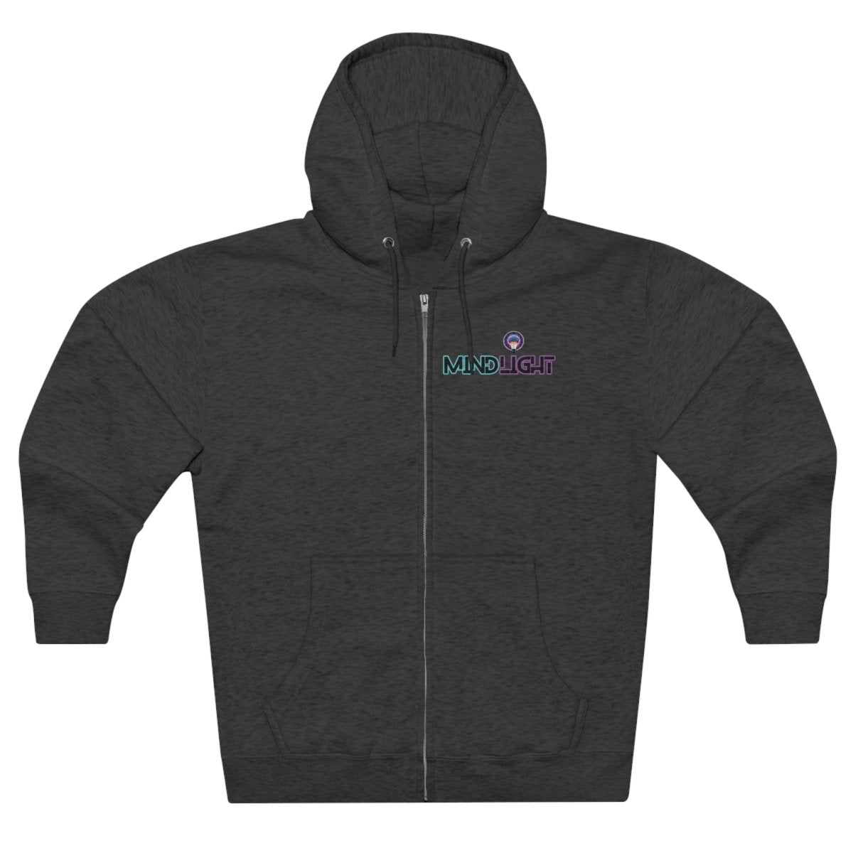 MindLight - Mini Logo Unisex Zip Hoodie - MindLight Apparel - MindLight - Mini Logo Unisex Zip Hoodie - Charcoal Heather - S -