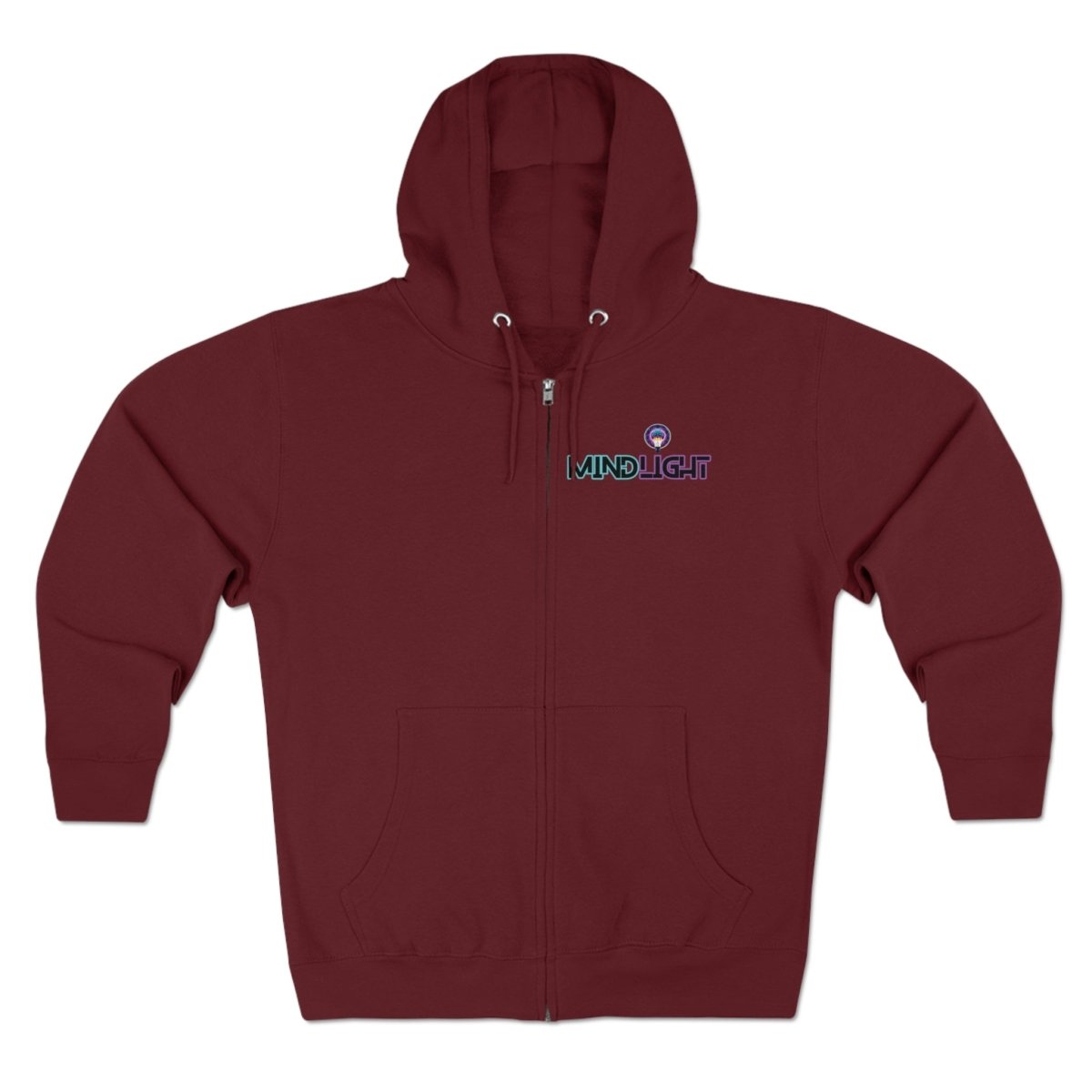 MindLight - Mini Logo Unisex Zip Hoodie - MindLight Apparel - MindLight - Mini Logo Unisex Zip Hoodie - Burgundy - S -