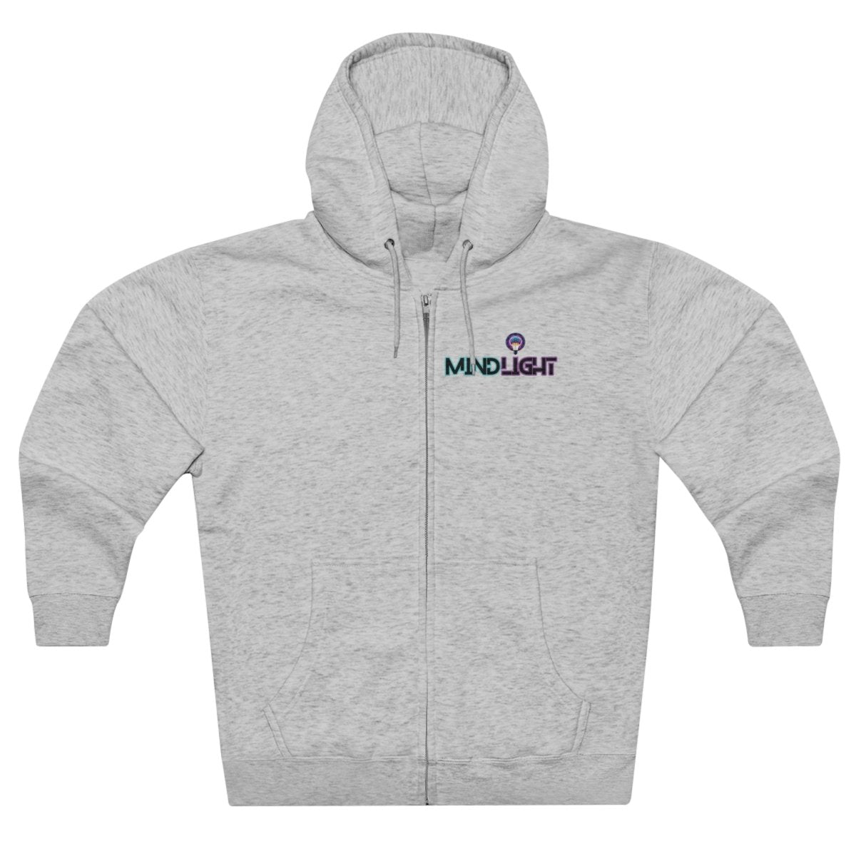 MindLight - Mini Logo Unisex Zip Hoodie - MindLight Apparel - MindLight - Mini Logo Unisex Zip Hoodie - Heather Grey - S -