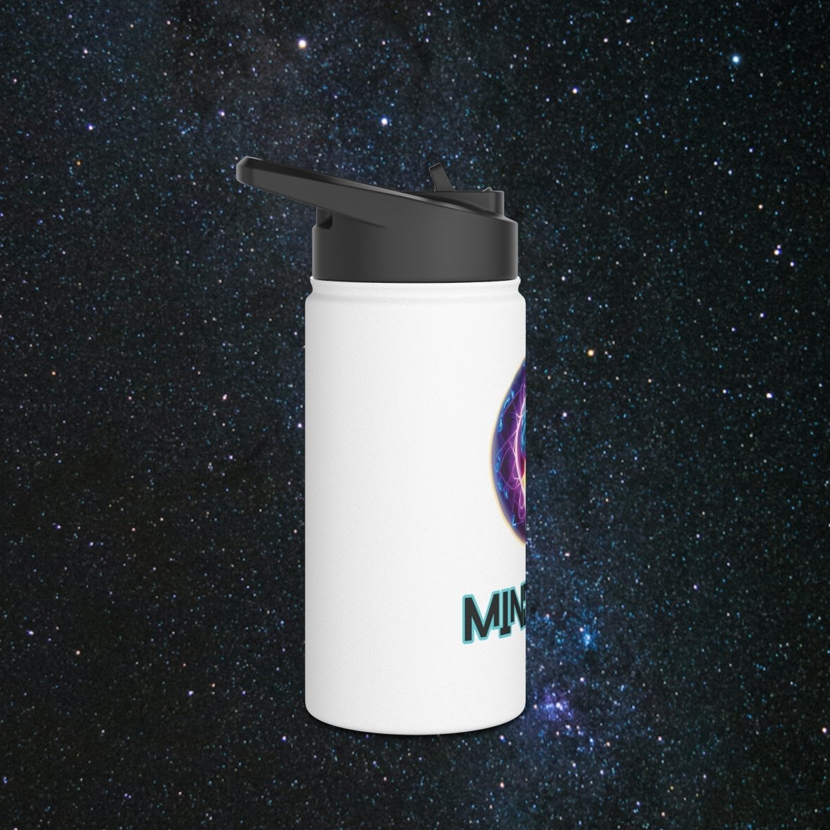 MindLight Stainless Steel Water Bottle, Standard Lid - MindLight Apparel - MindLight Stainless Steel Water Bottle, Standard Lid - 18oz - White -