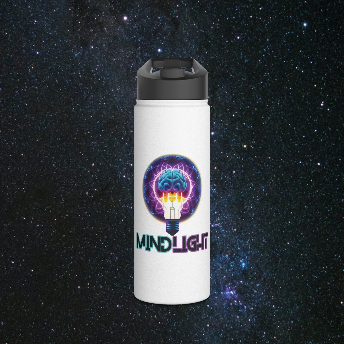 MindLight Stainless Steel Water Bottle, Standard Lid - MindLight Apparel - MindLight Stainless Steel Water Bottle, Standard Lid - 18oz - White -
