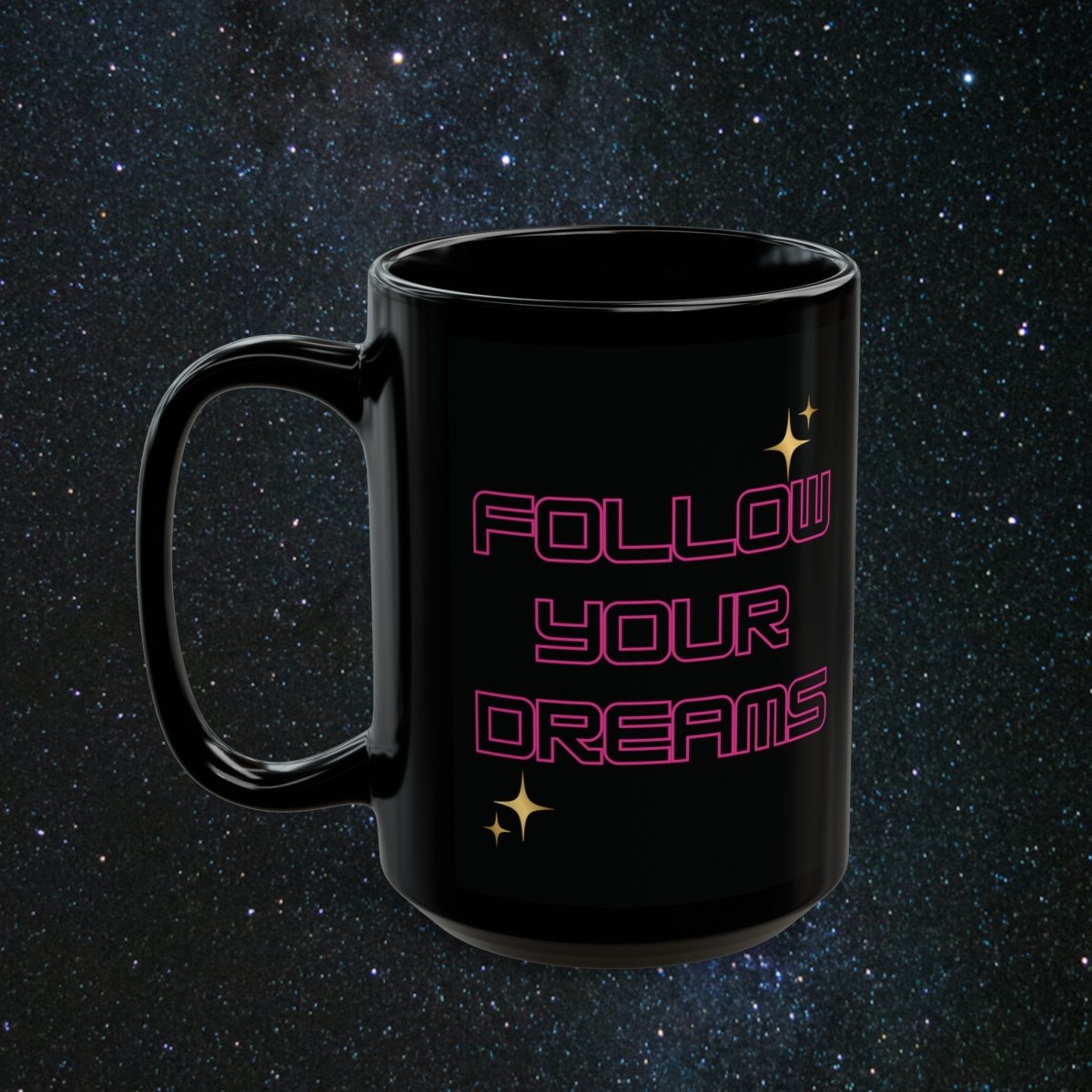 Neon Dreamer Black Mug - MindLight Apparel - Neon Dreamer Black Mug - 15oz -