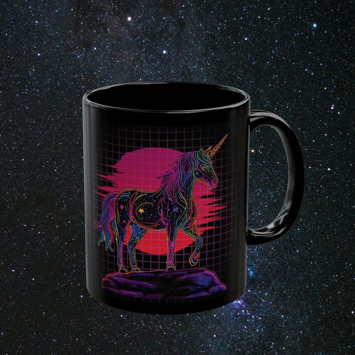 Neon Dreamer Black Mug - MindLight Apparel - Neon Dreamer Black Mug - 11oz -