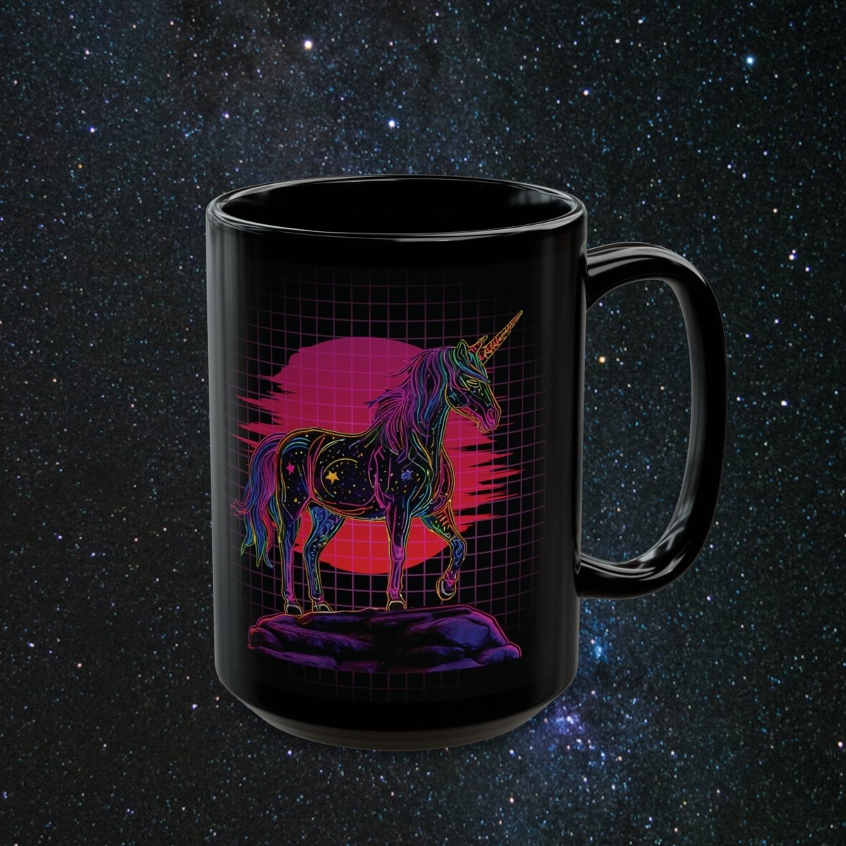 Neon Dreamer Black Mug - MindLight Apparel - Neon Dreamer Black Mug - 15oz -