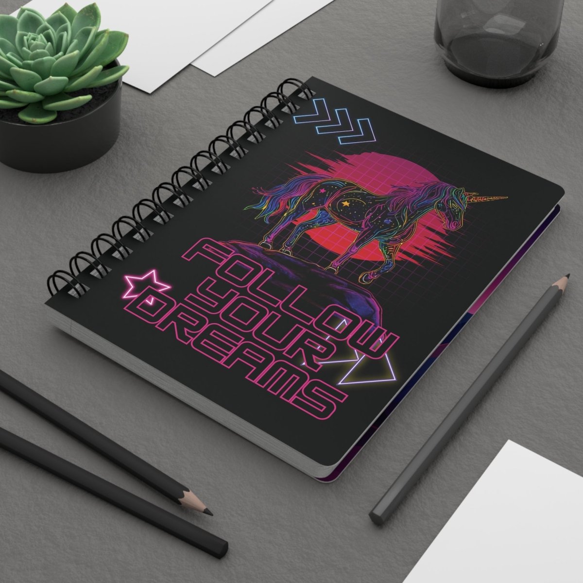 'Neon Dreamer' Spiral Notebook - MindLight Apparel - 'Neon Dreamer' Spiral Notebook - One Size -