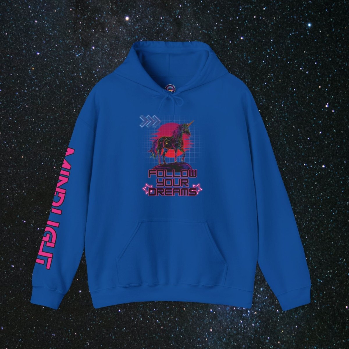 'Neon Dreamer' Women's Pullover Hoodie - MindLight Apparel - 'Neon Dreamer' Women's Pullover Hoodie - Royal - S -