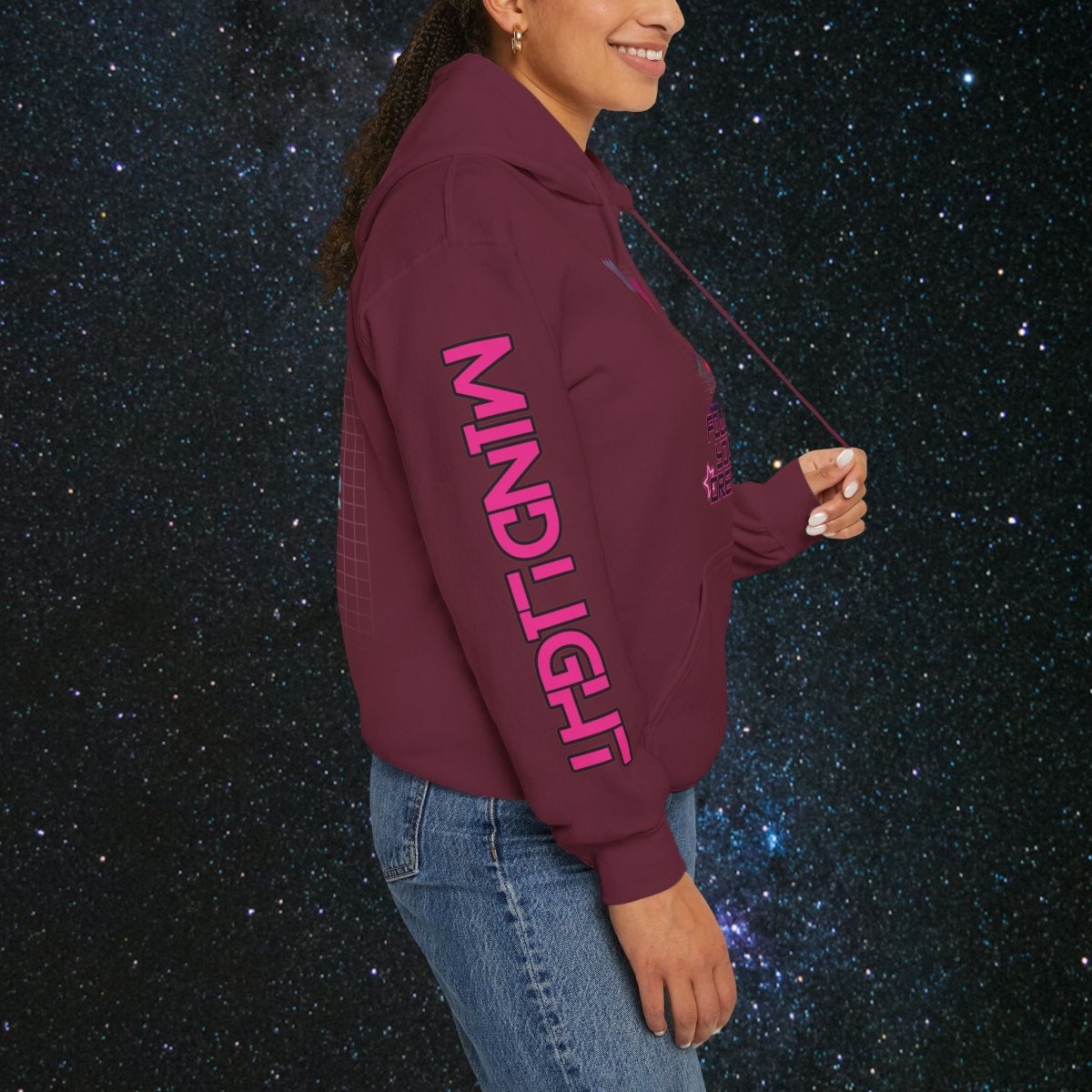 'Neon Dreamer' Women's Pullover Hoodie - MindLight Apparel - 'Neon Dreamer' Women's Pullover Hoodie - Antique Sapphire - S -