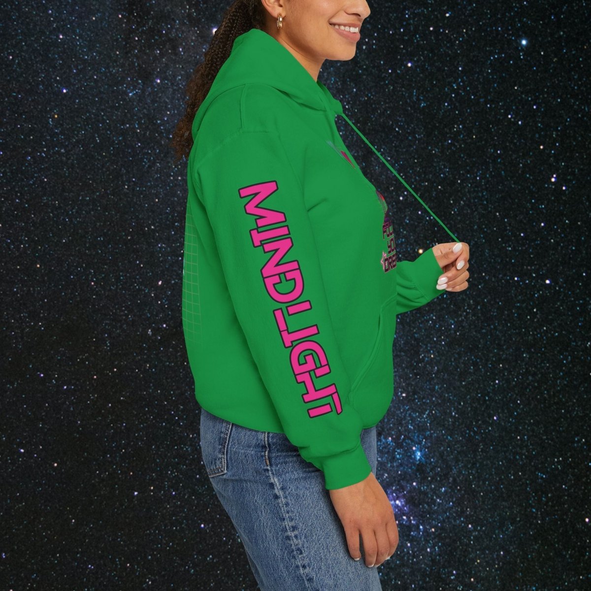 'Neon Dreamer' Women's Pullover Hoodie - MindLight Apparel - 'Neon Dreamer' Women's Pullover Hoodie - Antique Sapphire - S -