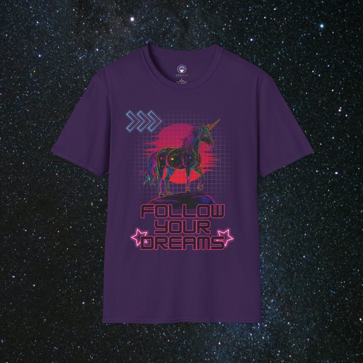 'Neon Dreamer' Women's Softstyle Tee - MindLight Apparel - 'Neon Dreamer' Women's Softstyle Tee - Purple - S -