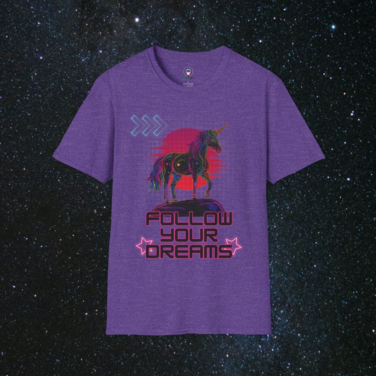 'Neon Dreamer' Women's Softstyle Tee - MindLight Apparel - 'Neon Dreamer' Women's Softstyle Tee - Heather Purple - S -