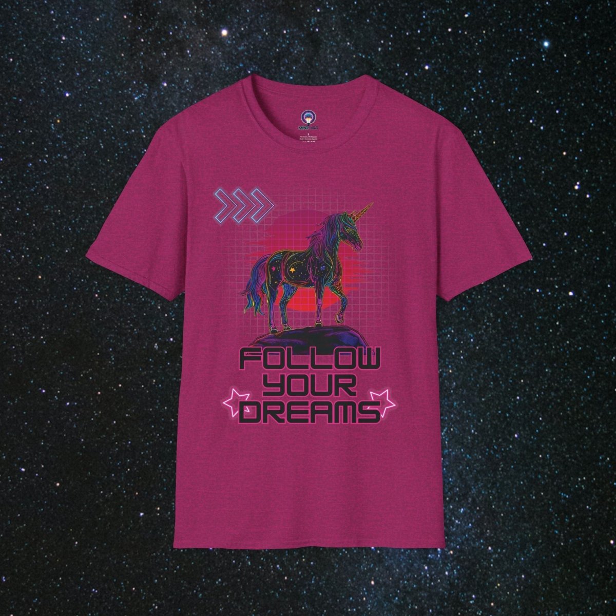 'Neon Dreamer' Women's Softstyle Tee - MindLight Apparel - 'Neon Dreamer' Women's Softstyle Tee - Antique Heliconia - S -