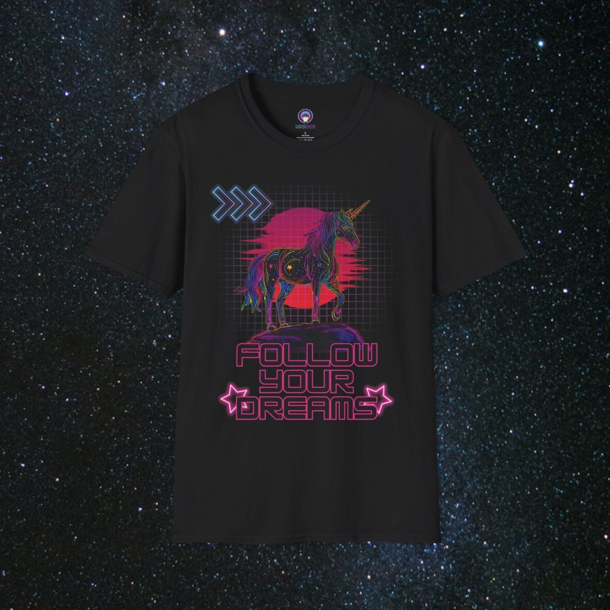 'Neon Dreamer' Women's Softstyle Tee - MindLight Apparel - 'Neon Dreamer' Women's Softstyle Tee - Black - S -