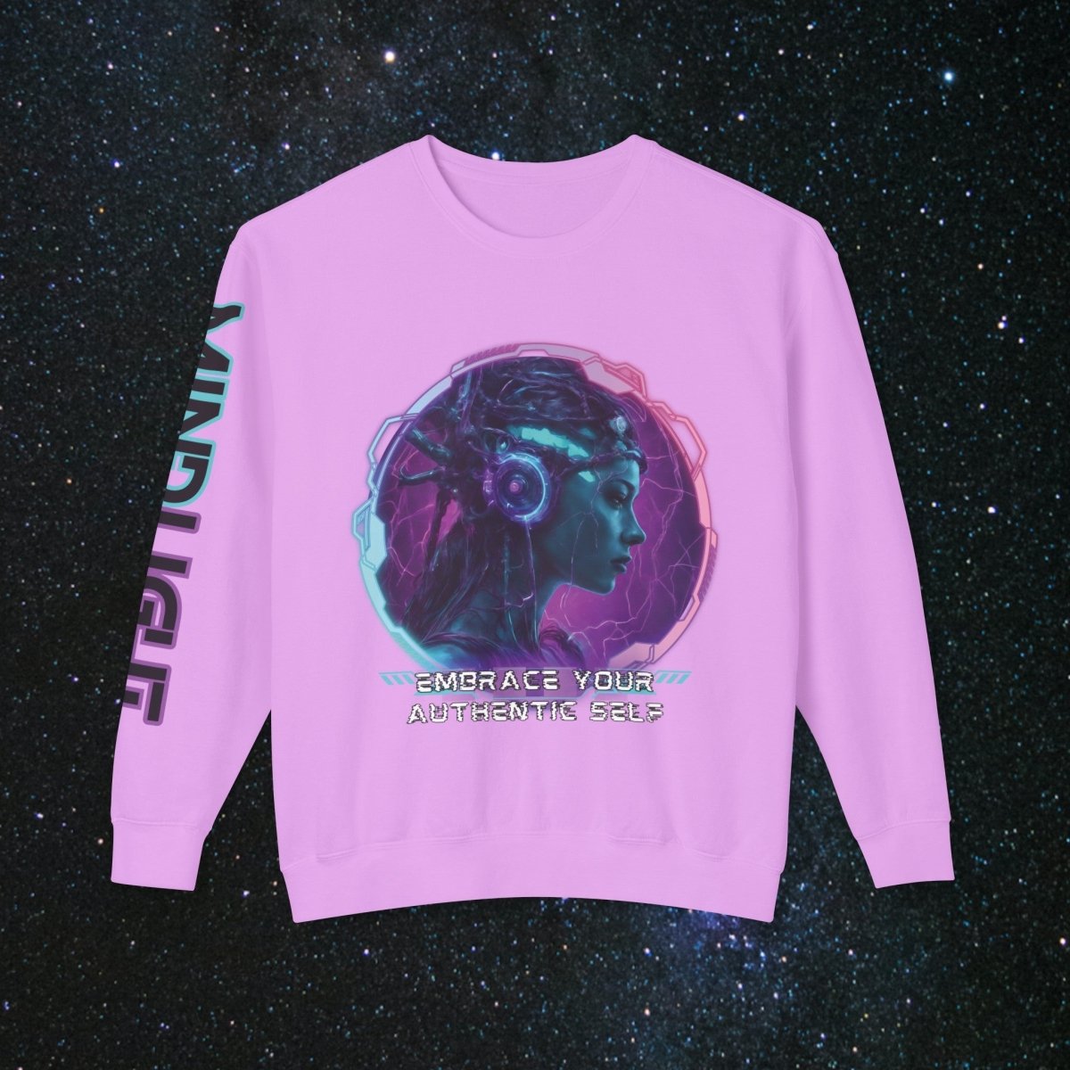 'Neon Goddess' Authentic Self - Long Sleeve Women's Tee - MindLight Apparel - 'Neon Goddess' Authentic Self - Long Sleeve Women's Tee - Neon Violet - S -