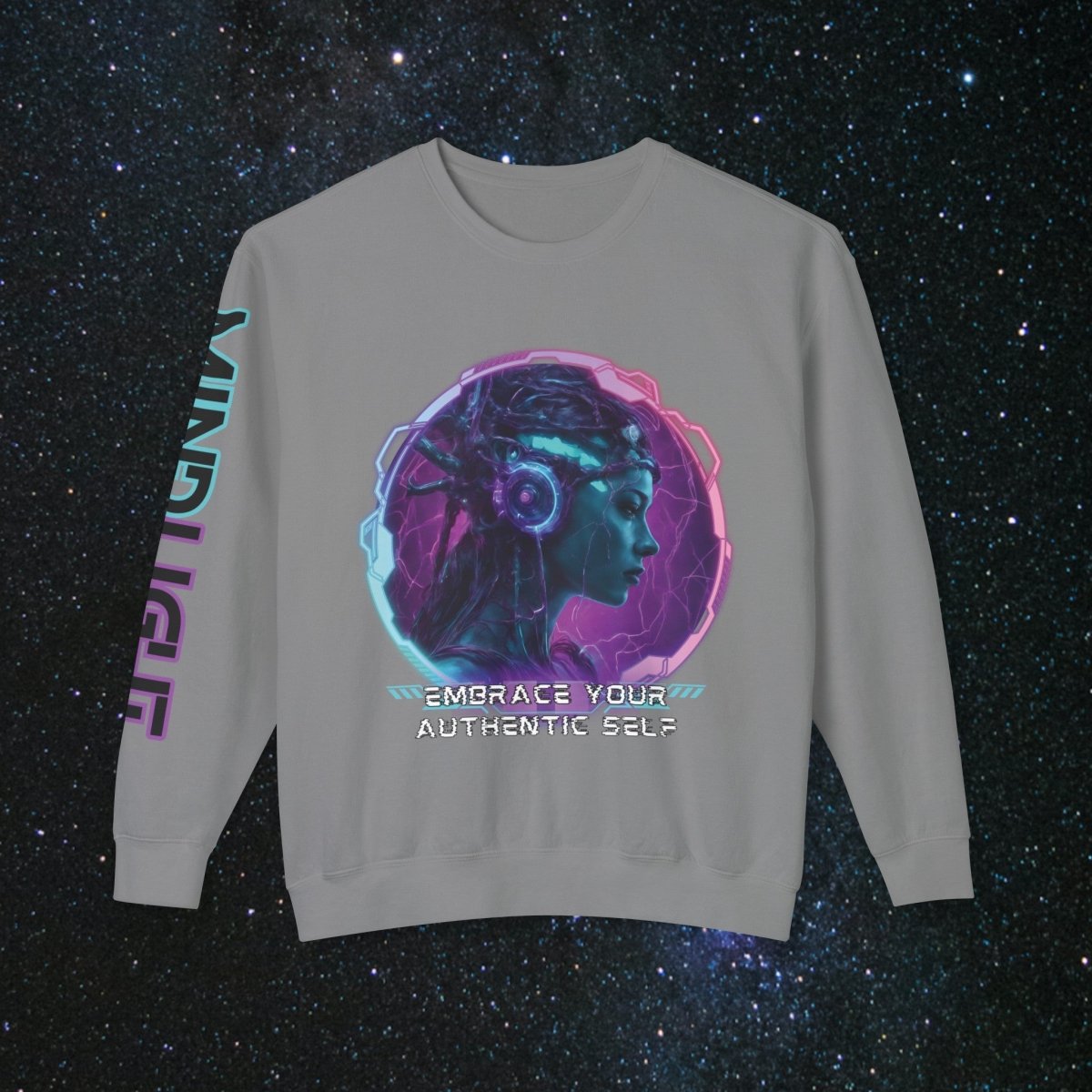 'Neon Goddess' Authentic Self - Long Sleeve Women's Tee - MindLight Apparel - 'Neon Goddess' Authentic Self - Long Sleeve Women's Tee - Grey - S -