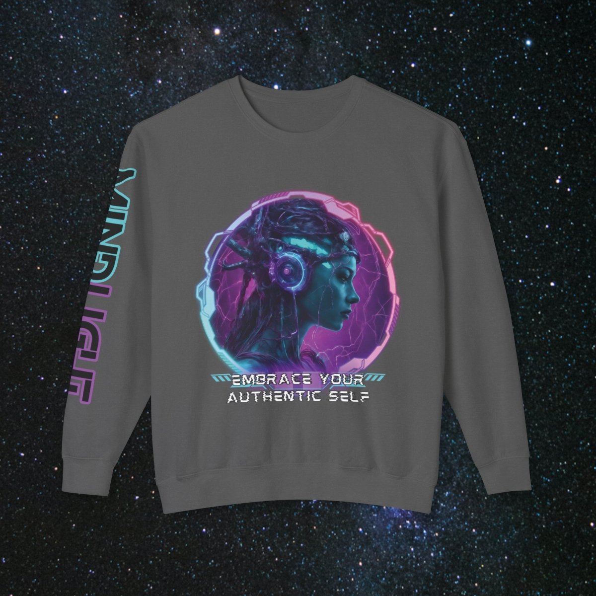'Neon Goddess' Authentic Self - Long Sleeve Women's Tee - MindLight Apparel - 'Neon Goddess' Authentic Self - Long Sleeve Women's Tee - Pepper - S -