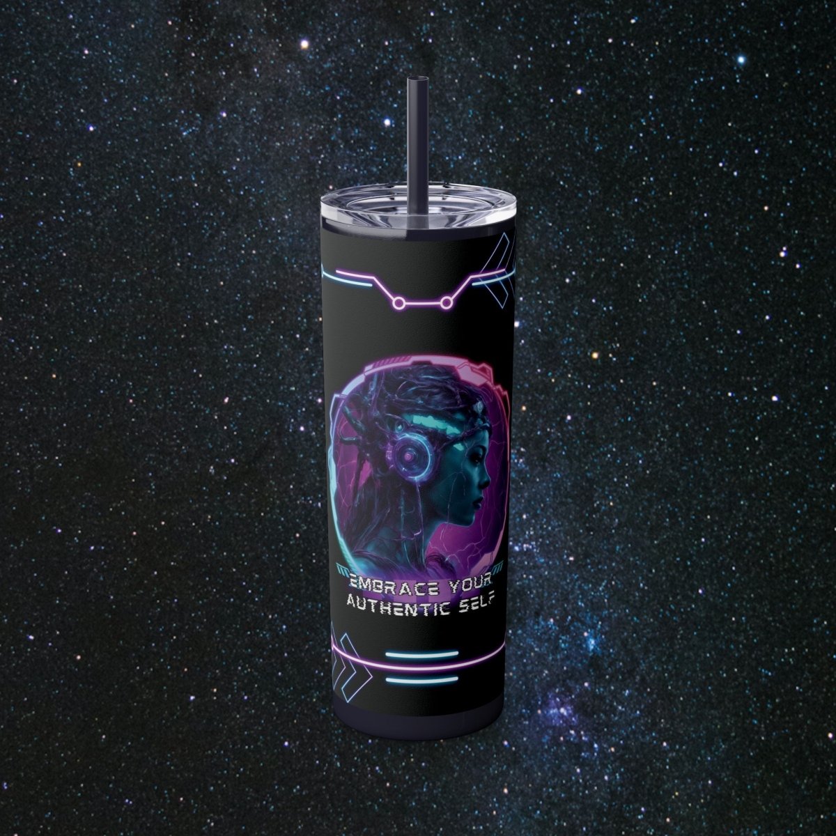 'Neon Goddess' Authentic Self - Tumbler - MindLight Apparel - 'Neon Goddess' Authentic Self - Tumbler - Glossy - Midnight -