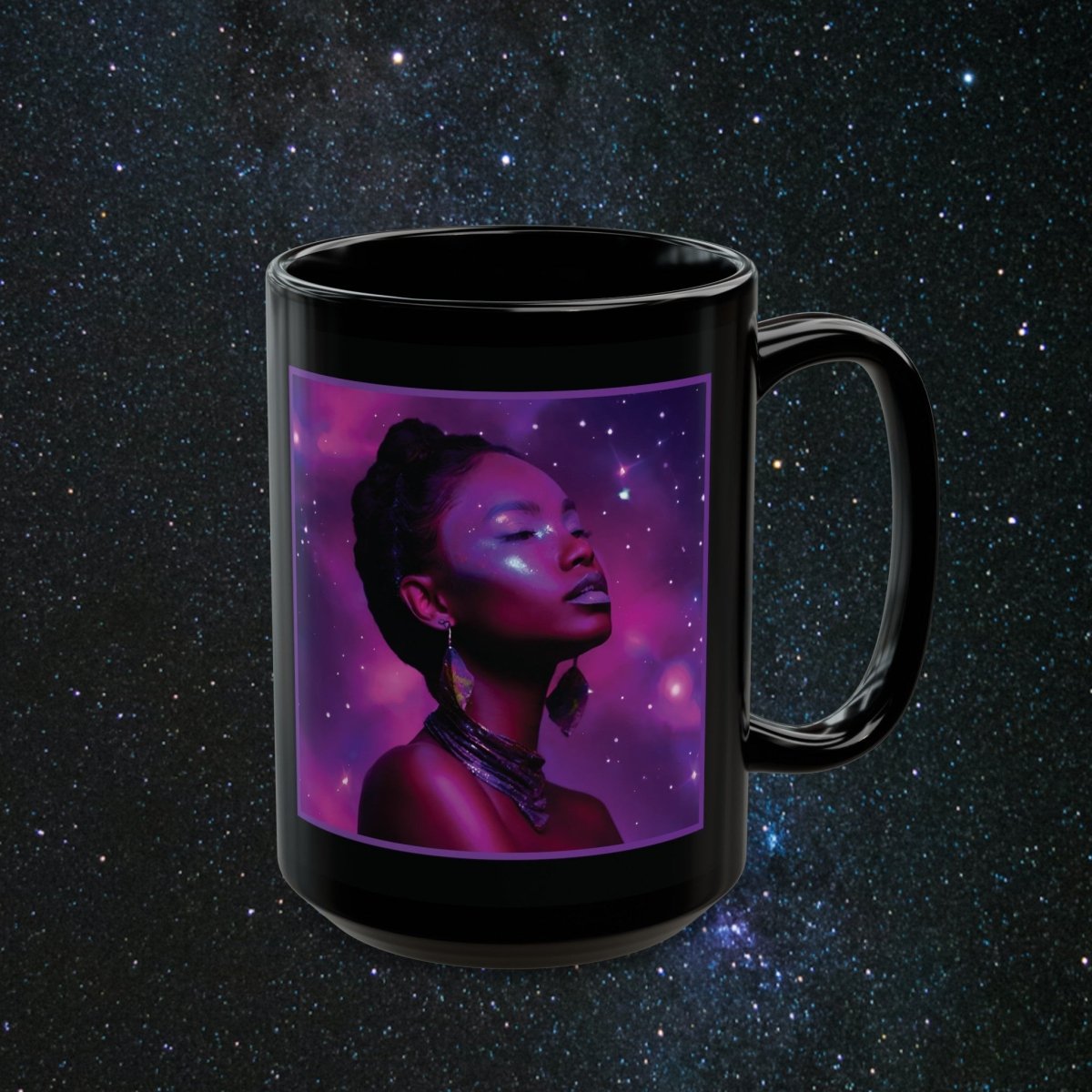 Neon Goddess Black Mug (11oz) - MindLight Apparel - Neon Goddess Black Mug (11oz) - 15oz -