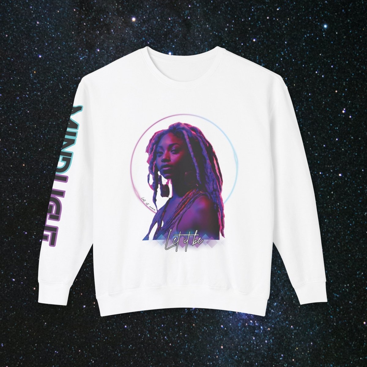 'Neon Goddess' Let it Be - Women's Long Sleeve - MindLight Apparel - 'Neon Goddess' Let it Be - Women's Long Sleeve - White - S -