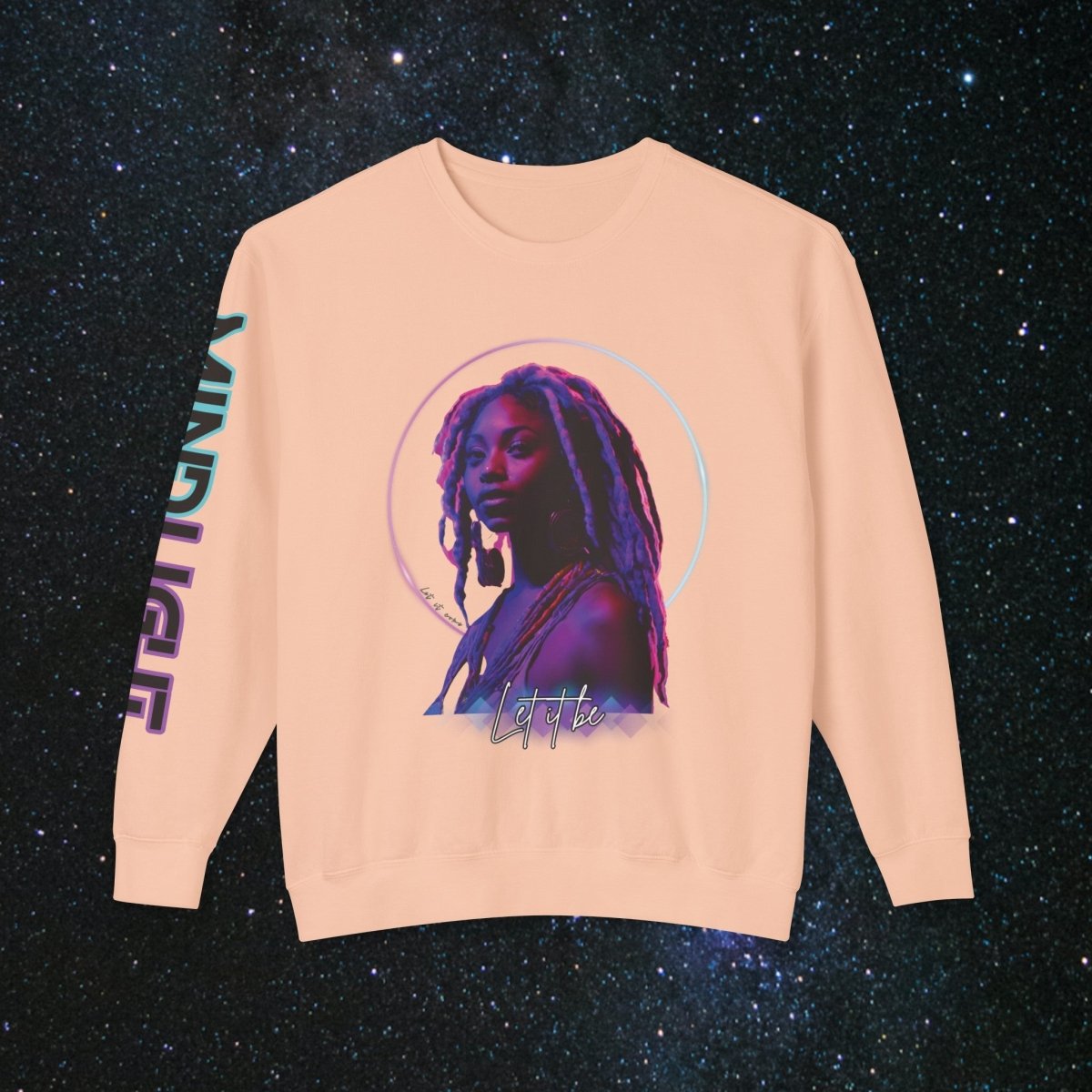 'Neon Goddess' Let it Be - Women's Long Sleeve - MindLight Apparel - 'Neon Goddess' Let it Be - Women's Long Sleeve - Peachy - S -