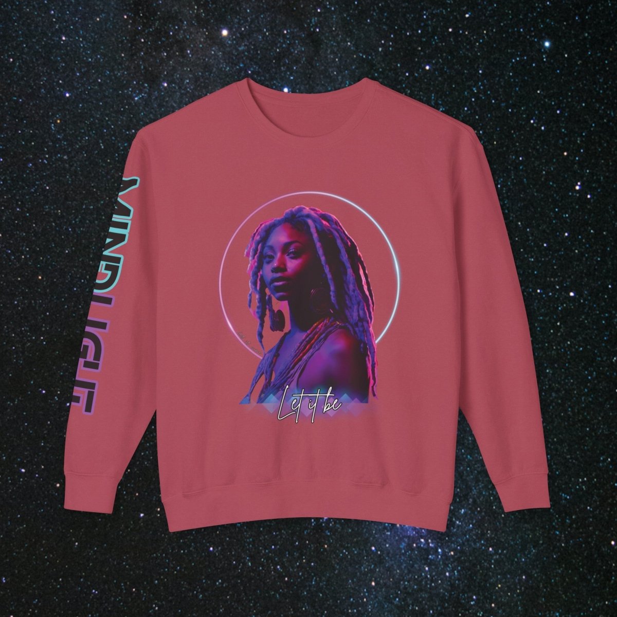 'Neon Goddess' Let it Be - Women's Long Sleeve - MindLight Apparel - 'Neon Goddess' Let it Be - Women's Long Sleeve - Crimson - S -