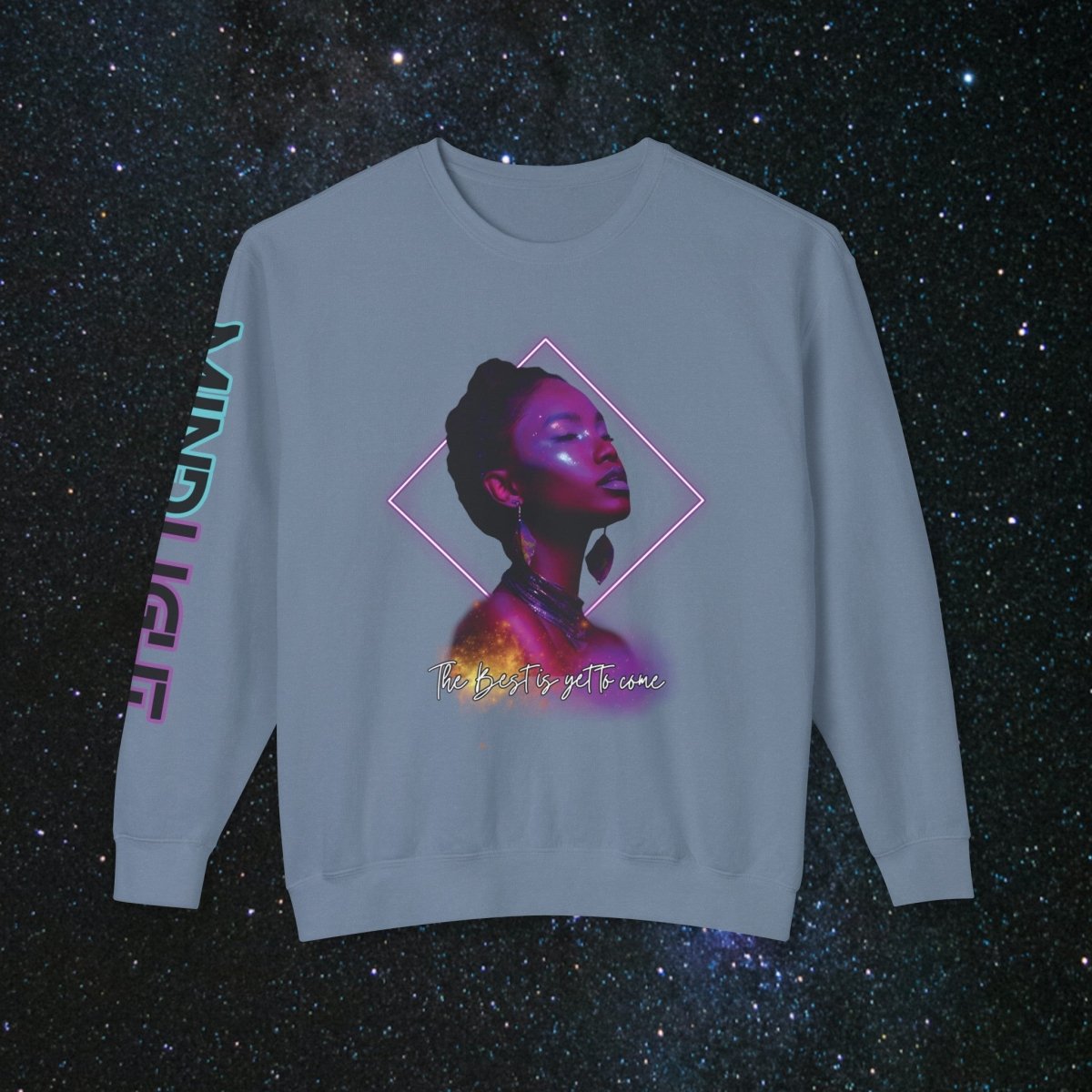 'Neon Goddess' Purple Edition - Long Sleeve Women's Tee - MindLight Apparel - 'Neon Goddess' Purple Edition - Long Sleeve Women's Tee - Blue Jean - S -