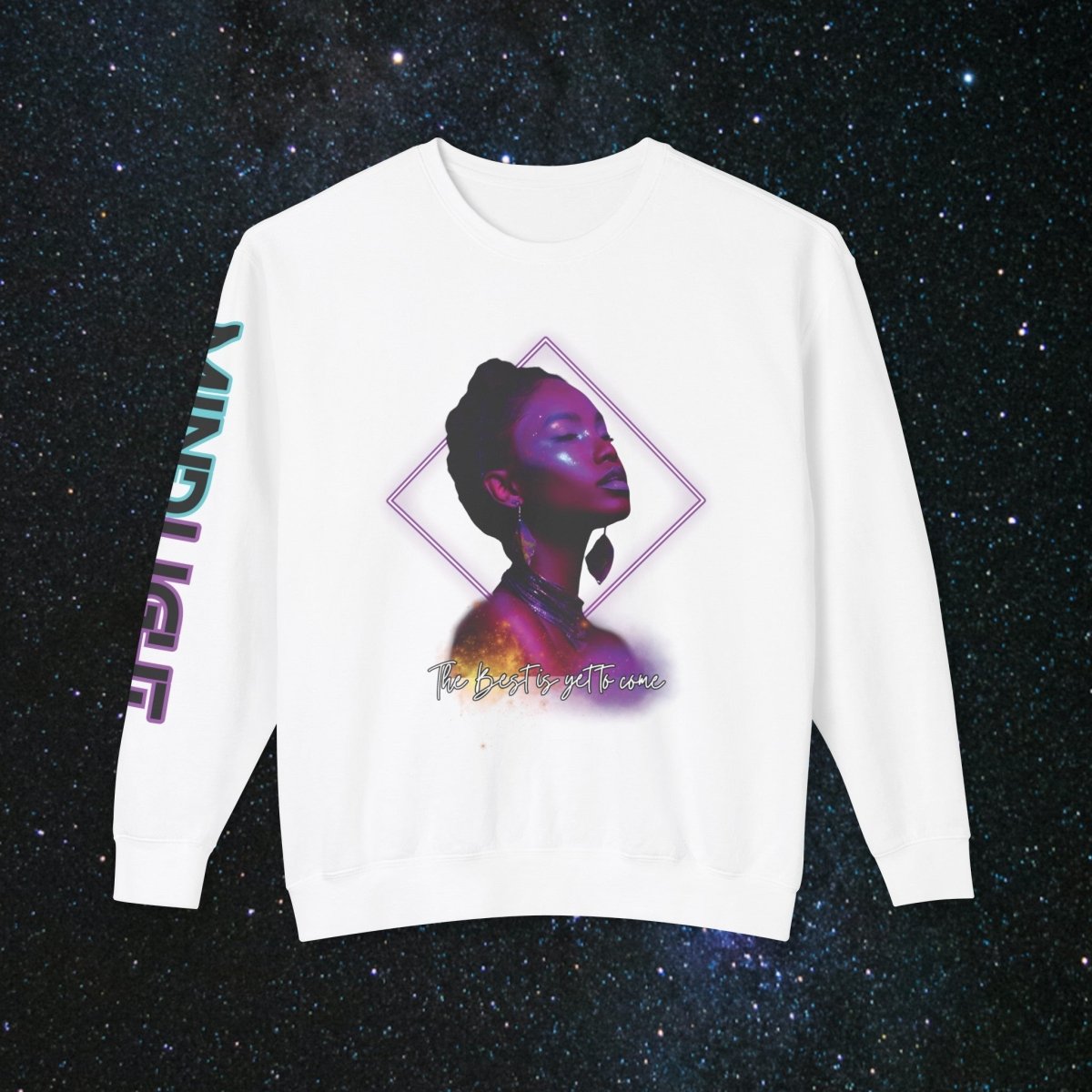 'Neon Goddess' Purple Edition - Long Sleeve Women's Tee - MindLight Apparel - 'Neon Goddess' Purple Edition - Long Sleeve Women's Tee - White - S -