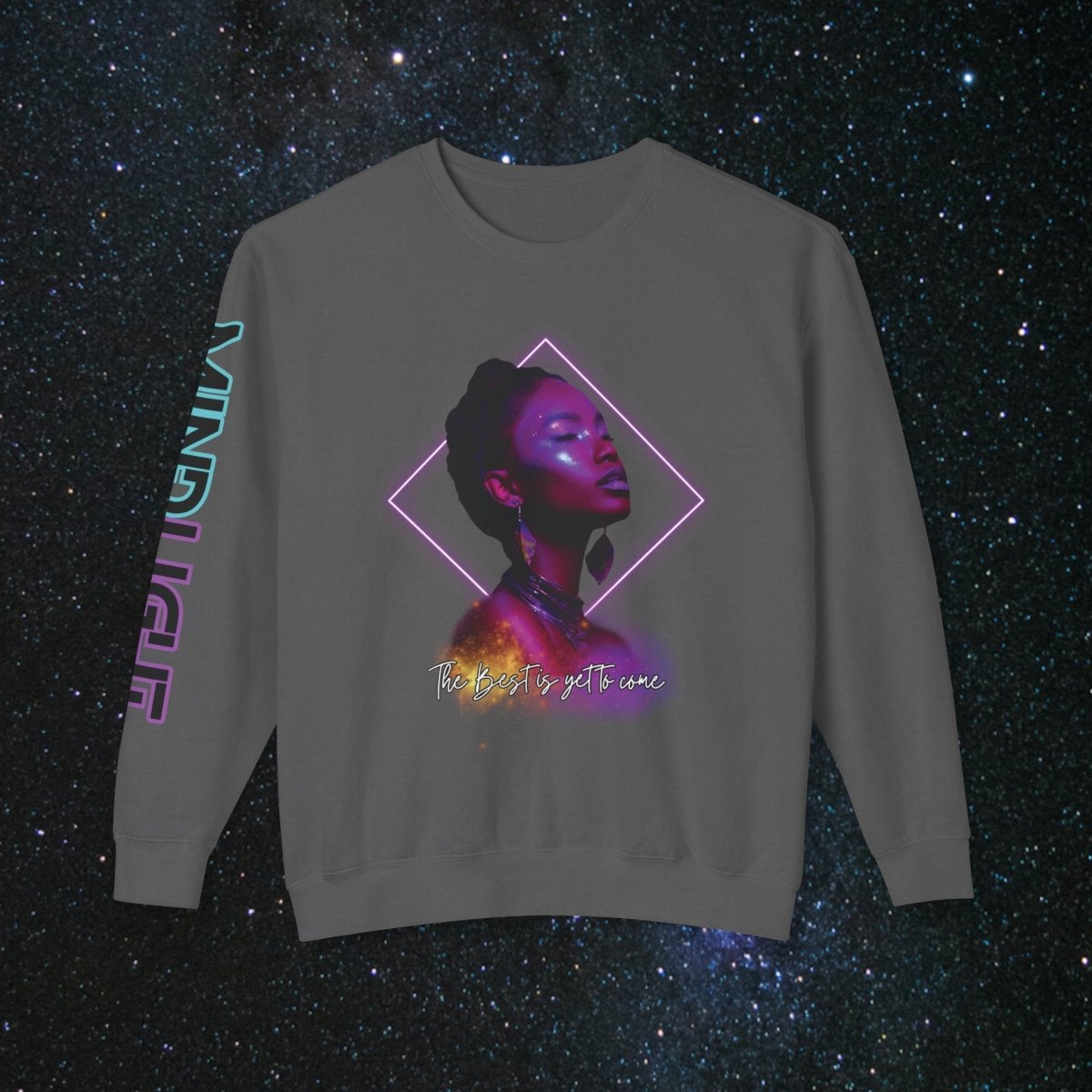 'Neon Goddess' Purple Edition - Long Sleeve Women's Tee - MindLight Apparel - 'Neon Goddess' Purple Edition - Long Sleeve Women's Tee - Pepper - S -