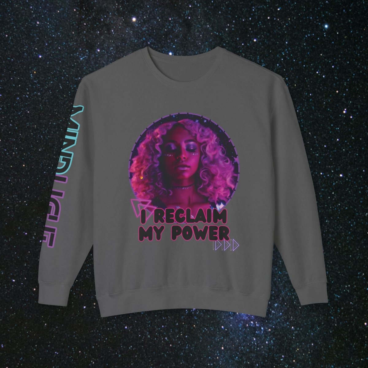 'Neon Goddess' Reclamation - Long - sleeved Women's Tee - MindLight Apparel - 'Neon Goddess' Reclamation - Long - sleeved Women's Tee - Pepper - S -