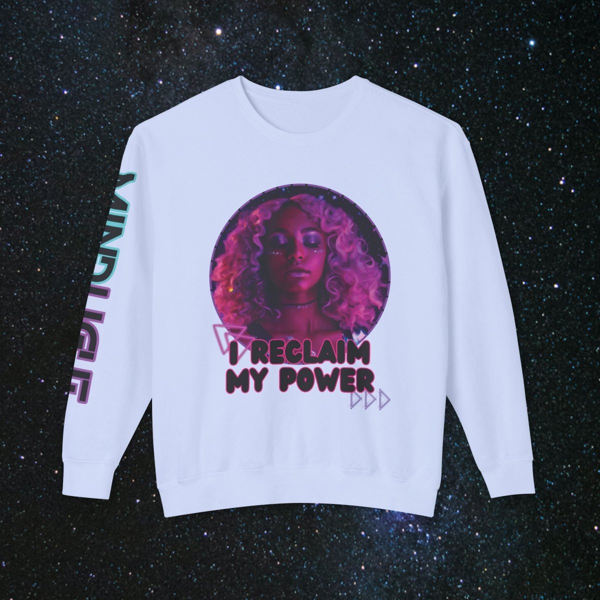 'Neon Goddess' Reclamation - Long - sleeved Women's Tee - MindLight Apparel - 'Neon Goddess' Reclamation - Long - sleeved Women's Tee - Hydrangea - S -