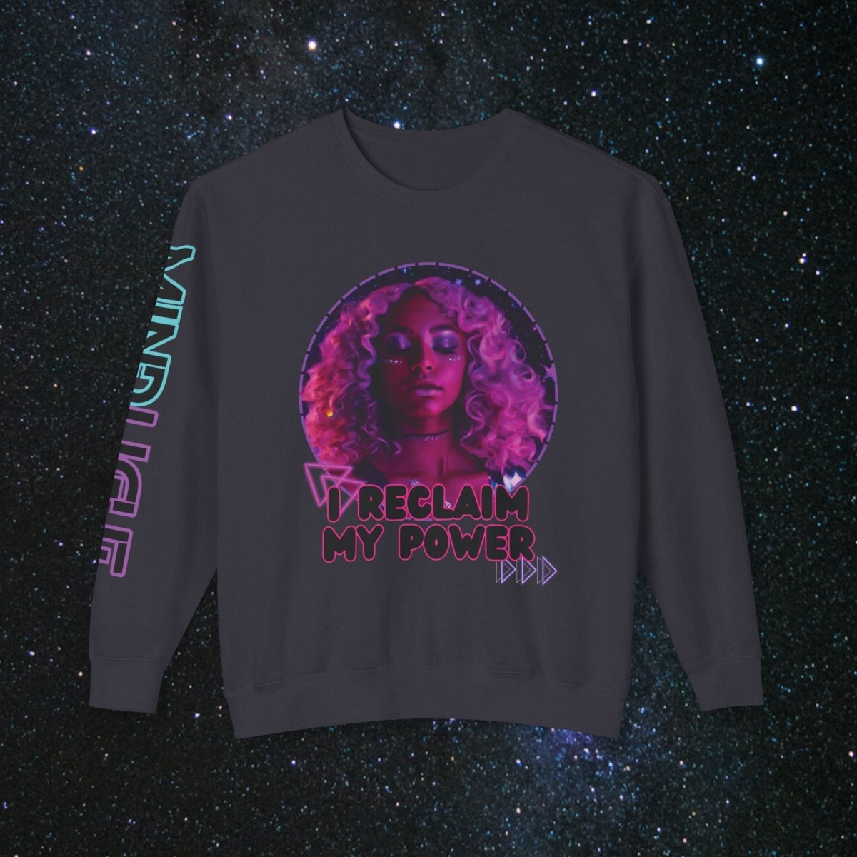 'Neon Goddess' Reclamation - Long - sleeved Women's Tee - MindLight Apparel - 'Neon Goddess' Reclamation - Long - sleeved Women's Tee - Black - S -
