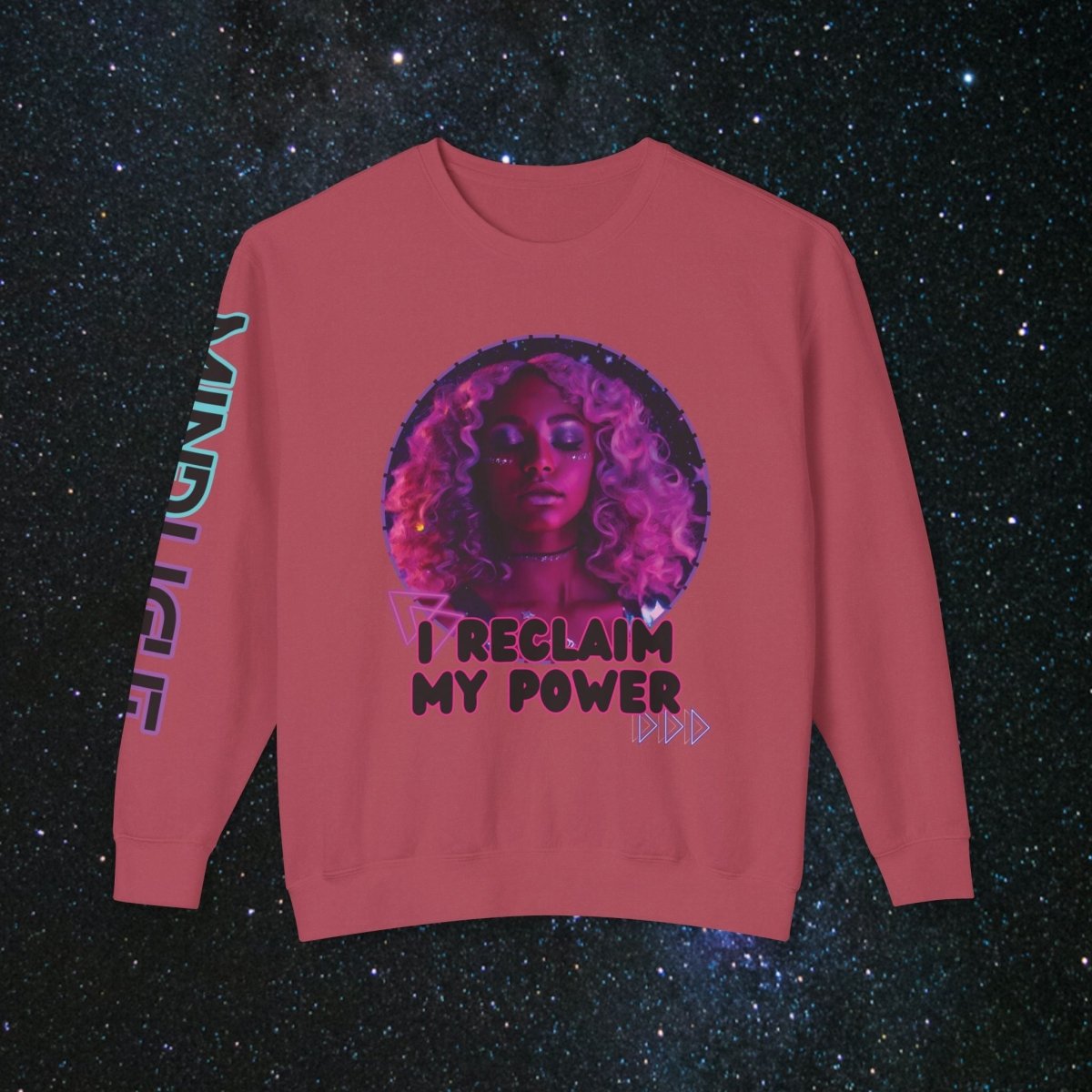 'Neon Goddess' Reclamation - Long - sleeved Women's Tee - MindLight Apparel - 'Neon Goddess' Reclamation - Long - sleeved Women's Tee - Crimson - S -